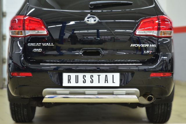 Защита RusStal заднего бампера 75х42 (дуга) для Great Wall Hover H6 2013-2017. Артикул GH6Z-001635