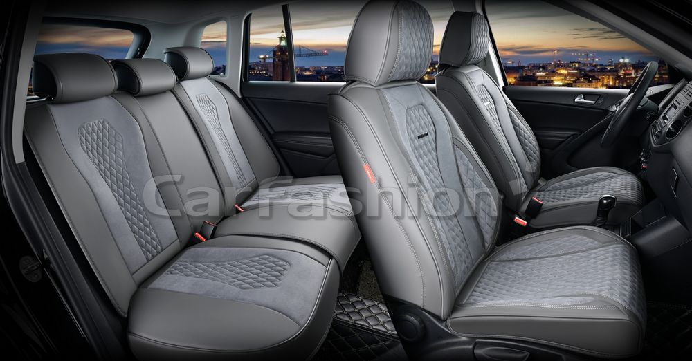 Чехлы универсальные каркасные CarFashion 5D Senator Plus на сидения авто, цвет Серый/Серый/Серый. Артикул 27306
