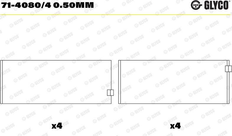 Вкладыши шатунные Glyco для IVECO Daily IV 2006-2011. Артикул 71-4080/4 0.50mm