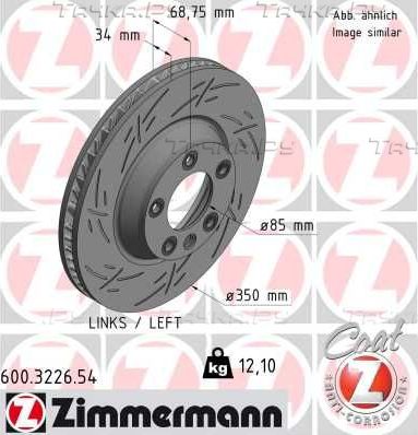 Тормозной диск Zimmermann Black Z передний левый для Porsche Cayenne I (955) 2002-2010. Артикул 600.3226.54