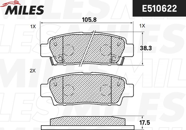 Тормозные колодки Miles (Керамика). Артикул E510622
