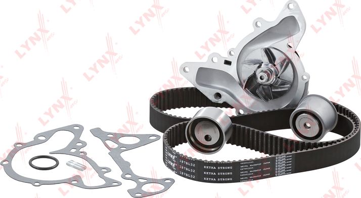 Помпа (водяной насос) с комплектом ремня ГРМ LYNXauto. Артикул PW-1334