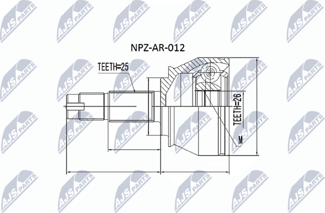 Шрус наружный (граната) NTY для Fiat Idea 2008-2016. Артикул NPZ-AR-012