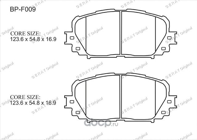 Тормозные колодки Gerat BP-F009 (передние) Gerat. Артикул BPF009