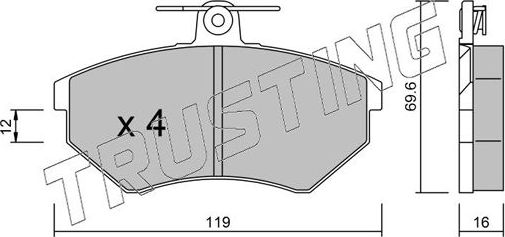 Тормозные колодки Trusting передние для SEAT Cordoba I 1993-2002. Артикул 052.0