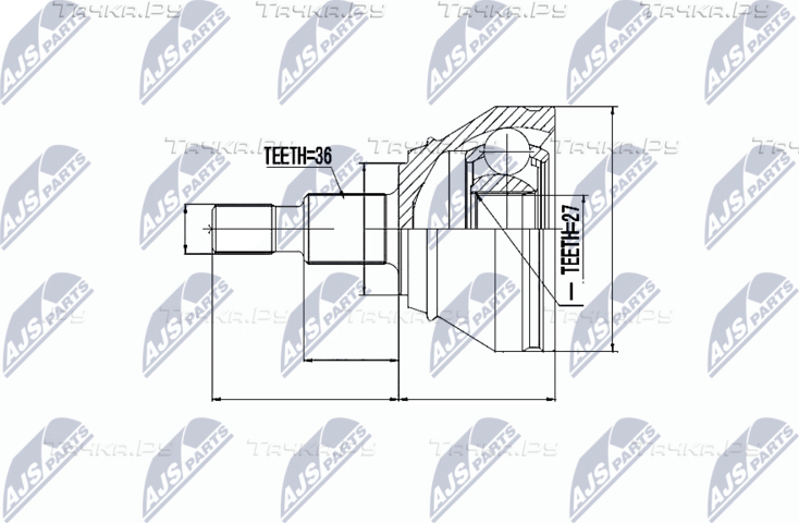 Шрус внутренний (граната) NTY передний для SEAT Toledo II 2000-2006. Артикул NPZ-VW-028