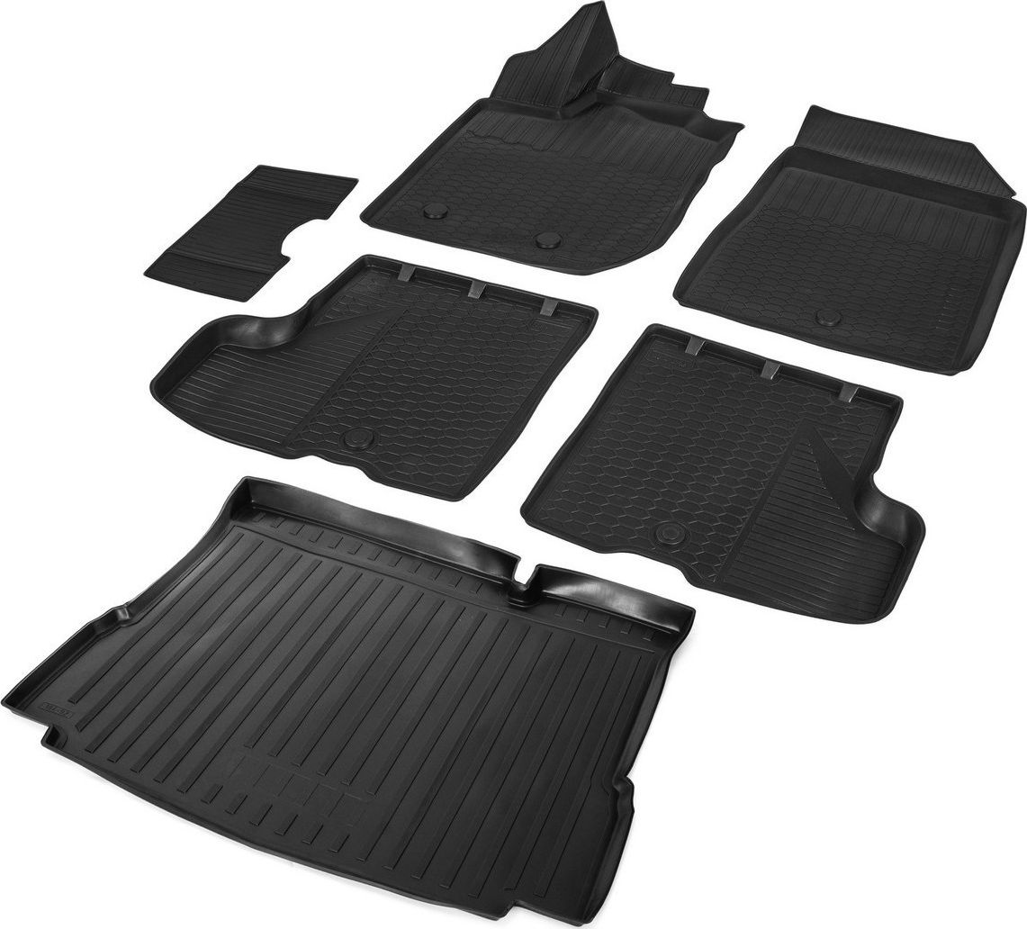 Комплект ковриков Rival для салона и багажника Lada Xray хэтчбек, Cross хэтчбек (без полки в багажнике, без пластиковой накладки в проеме багажника, без вещевого ящика в салоне) 2015-2026. Артикул K16007002-4