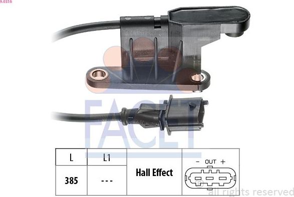 Датчик положения распредвала Facet Made in Italy - OE Equivalent. Артикул 9.0316
