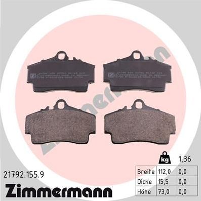 Тормозные колодки Zimmermann pb:z. Артикул 21792.155.9