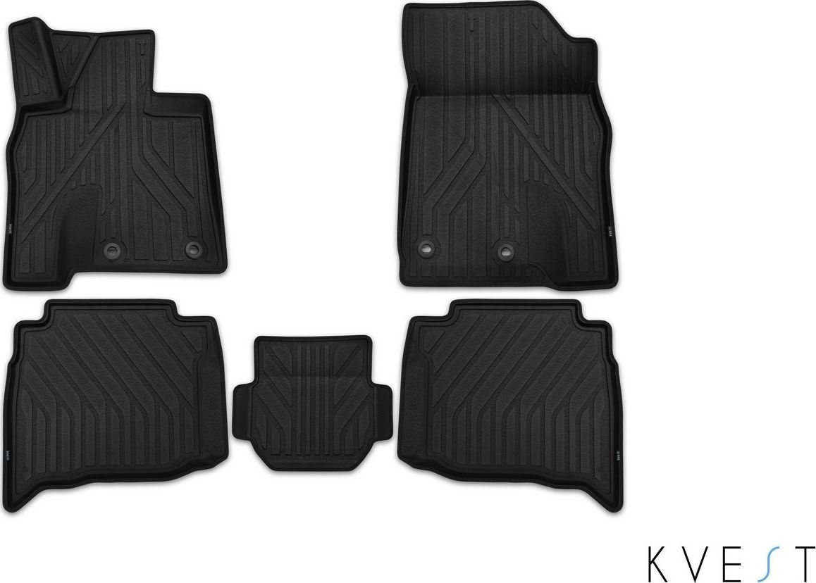 Коврики KVEST 3D для салона Toyota Land Cruiser 200 рестайлинг 2015-2026 Черный, черный кант. Артикул KVESTTYT00001K