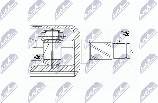 Шрус внутренний (граната) NTY передний левый для Volvo C70 II 2006-2013. Артикул NPW-VV-069