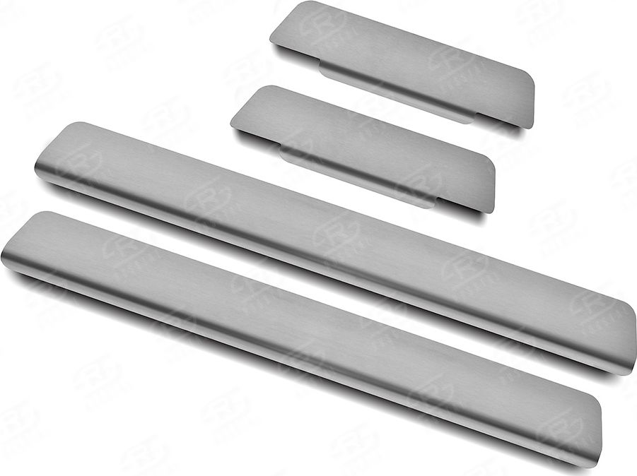 Накладки RusStal на пороги (лист нерж. шлифованный) для Kia Rio IV 2017-2026. Артикул KIRIO17-02