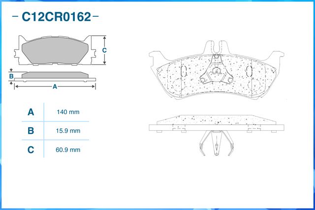 Колодки тормозные задние (Low Metallic) (Cworks). Артикул C12CR0162