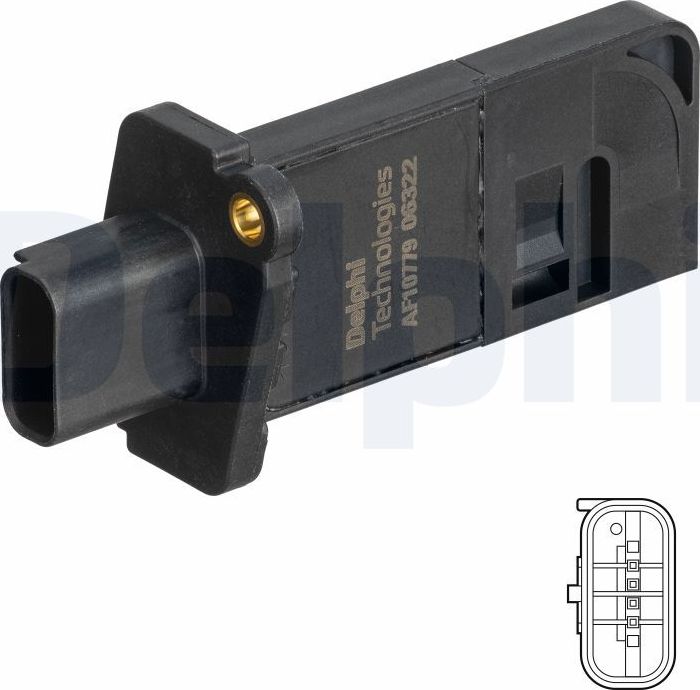 Датчик массового расхода воздуха (ДМРВ) Delphi. Артикул AF10779-12B1