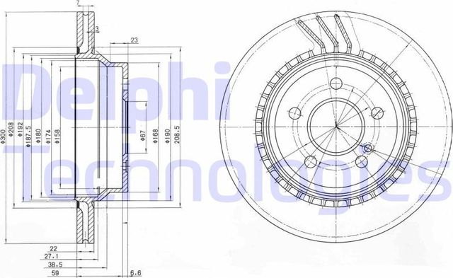Тормозной диск Delphi задний для Mercedes-Benz E-Класс III (W211, S211) 2002-2009. Артикул BG3758