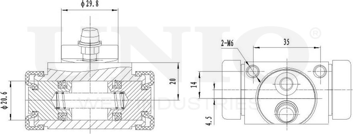 Цилиндр тормозной рабочий (Unio). Артикул BRC-20592