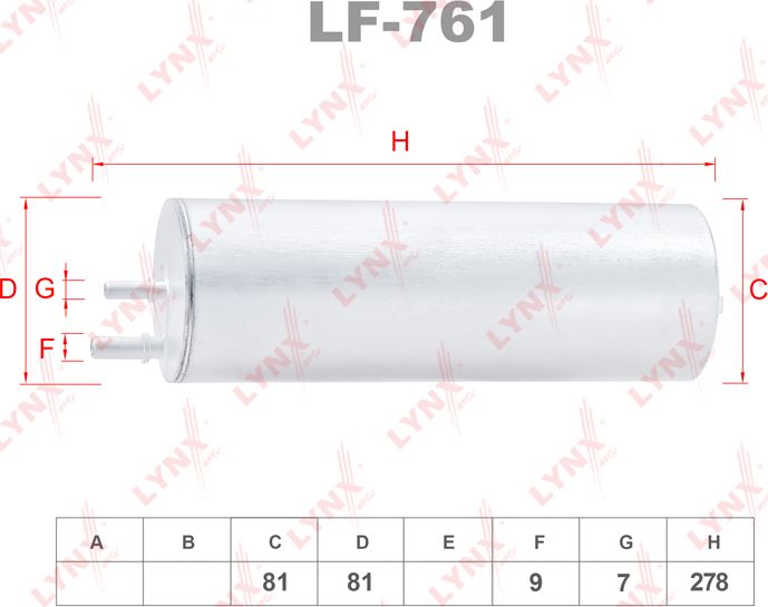 Топливный фильтр LYNXauto. Артикул LF-761