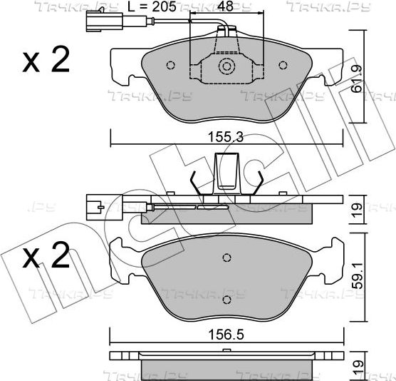 Тормозные колодки Metelli передние для Lancia Delta II (836) 1995-1999. Артикул 22-0083-0