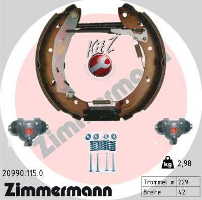 Тормозные колодки Zimmermann KIT Z. Артикул 20990.115.0
