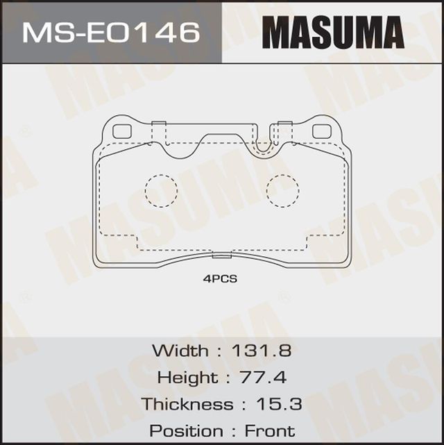 Колодки дисковые MASUMA, AN-4727K, P44018 front (1/12) Masuma. Артикул MSE0146