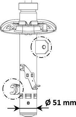 Амортизатор KYB (Каяба) Excel-G передний правый для Peugeot 2008 I 2013-2026. Артикул 3338004
