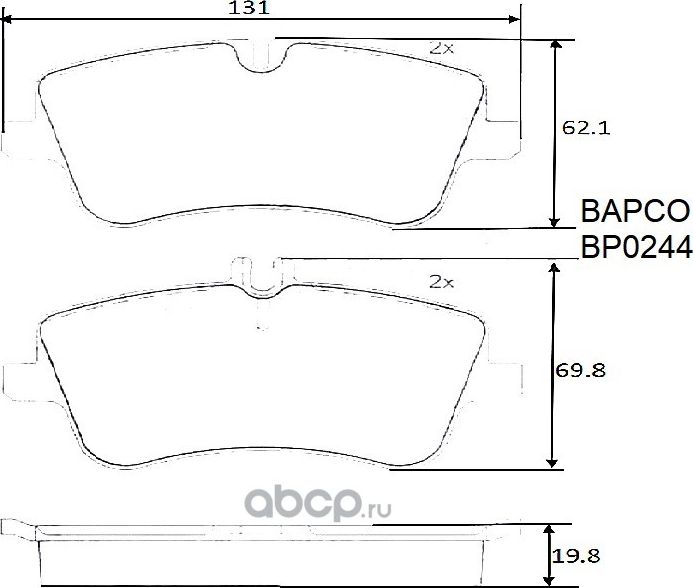 Колодки тормозные дисковые BP0244 передние, комплект, (Bapco) Bapco. Артикул BP0244