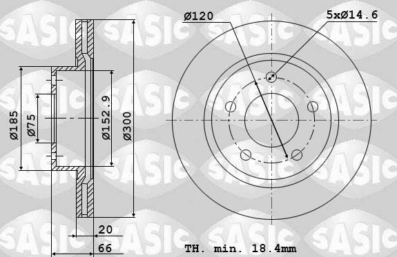 Тормозной диск Sasic задний для BMW 1 I (E81/E82/E87/E88) 2005-2011. Артикул 6106140