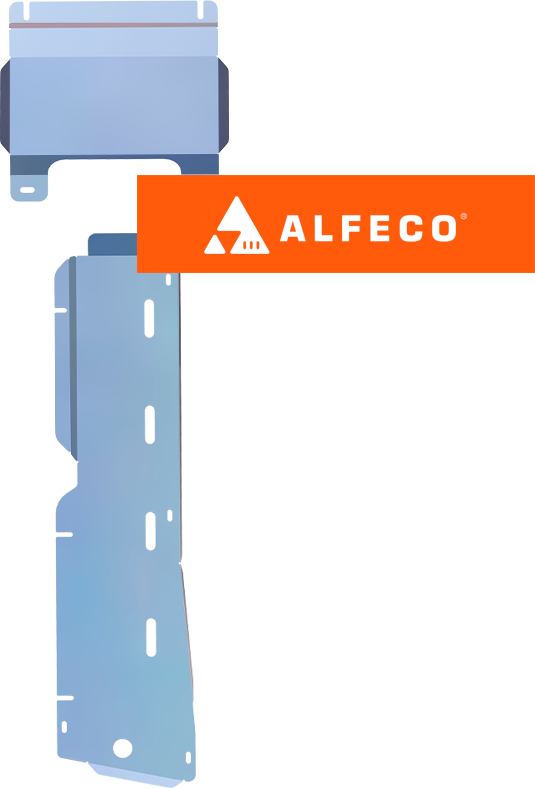 Защита алюминиевая Alfeco для топливопровода и датчика кислорода (2 части) Toyota Yaris 2019-2023. Артикул ALF.24.137 AL4