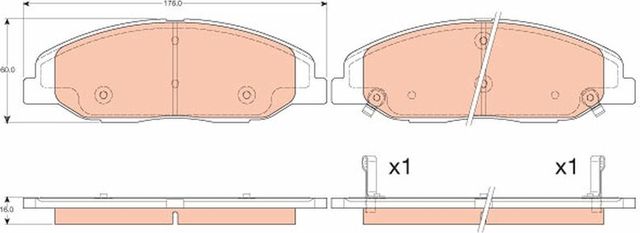 Тормозные колодки TRW передние для Cadillac CTS II 2008-2014. Артикул GDB4457