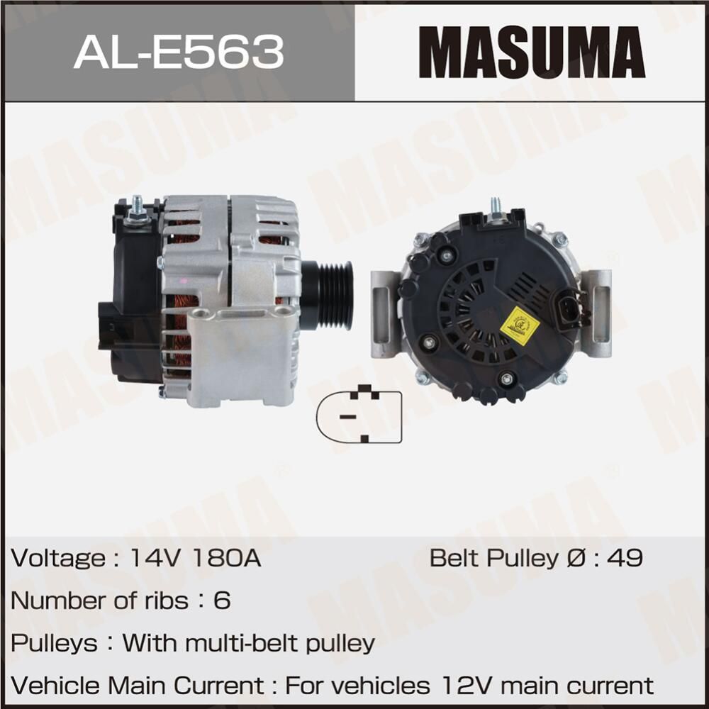 Генератор MASUMA, MERCEDES-BENZ / OM651, M 276 (14V/180A). Артикул ALE563