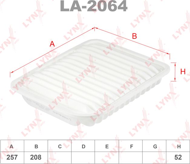 Воздушный фильтр LYNXauto. Артикул LA-2064