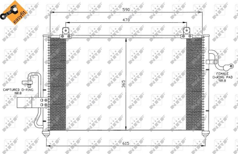 Радиатор кондиционера (конденсатор) NRF (алюминий). Артикул 35425
