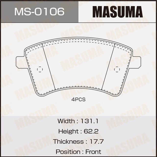 Тормозные колодки Masuma. Артикул MS-0106