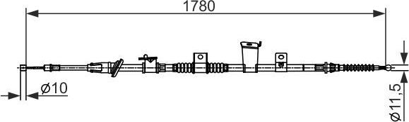 Трос ручника (тросик ручного тормоза) Bosch. Артикул 1 987 482 570