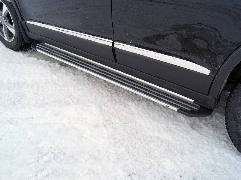 Пороги алюминиевые ТСС Slim Line Silver 1720 мм для Haval M6 2023-2026. Артикул HAVM623-15S