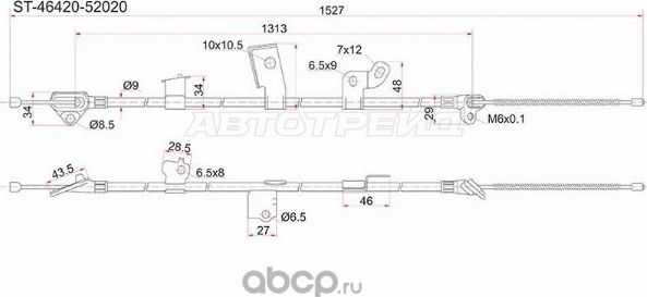 ТРОС РУЧНИКА TY VITZPLATZ, NCP1SCP1,-RH БАРАБ (SAT). Артикул ST4642052020