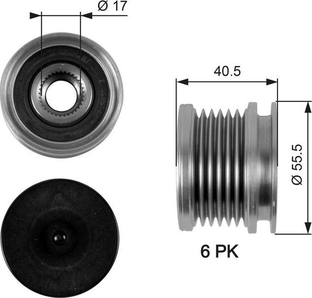 Муфта генератора обгонная Gates DriveAlign® для Volkswagen Caddy II 1995-2004. Артикул OAP7040