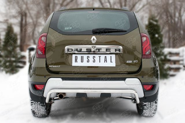 Защита RusStal заднего бампера d42 (волна) для Renault Duster I рестайлинг 2015-2020. Артикул RDZ-002186