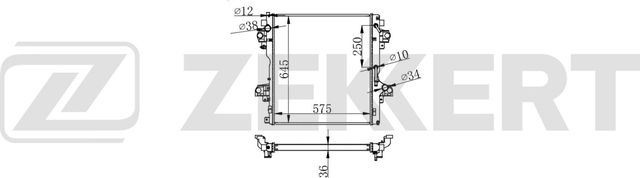 Радиатор охлаждения двигателя Zekkert (алюминий) для Toyota Land Cruiser Prado 150 2015-2026. Артикул MK-1653