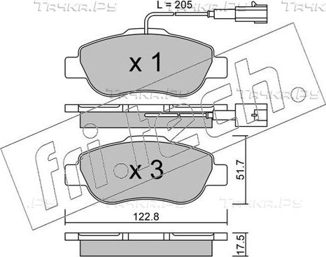 Тормозные колодки fri.tech. передние для Fiat 500 II 2007-2026. Артикул 654.1