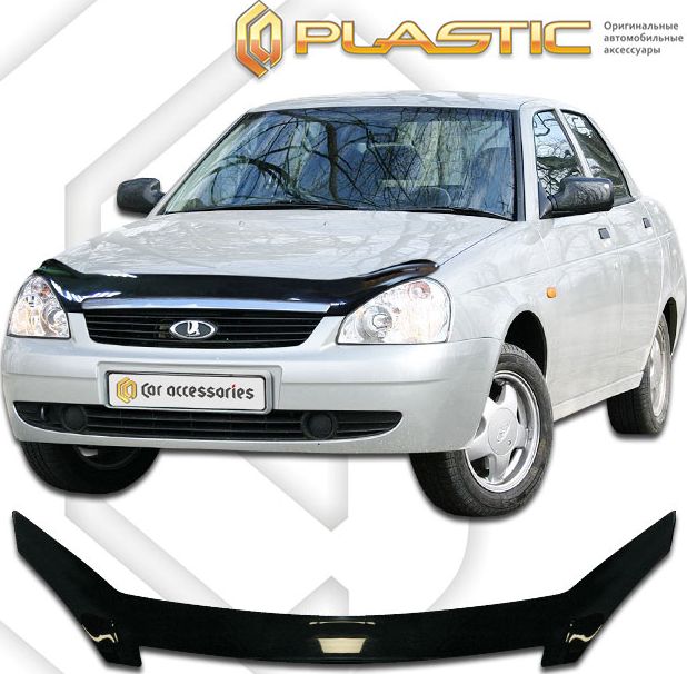 Дефлектор СА Пластик для капота (Classic черный) ВАЗ Lada Priora 2007. Артикул 2010010102975