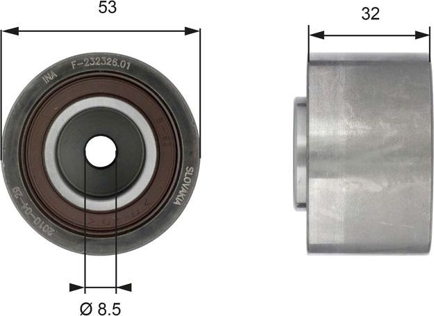 Направляющий (ведущий) ролик ремня ГРМ Gates PowerGrip® для Volvo C70 II 2006-2013. Артикул T42179