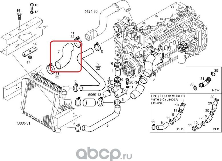 Патрубок интеркулера Iveco. Артикул 500362698