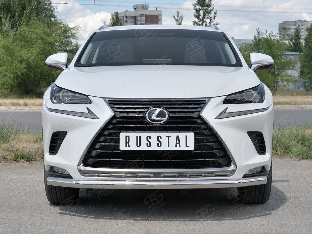 Защита RusStal переднего бампера d63 секции для Lexus NX300 2017-2026. Артикул LNX3Z-002937