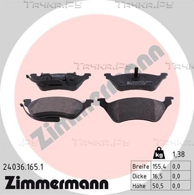 Тормозные колодки Zimmermann. Артикул 24036.165.1