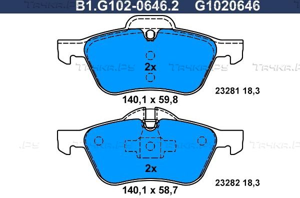 Тормозные колодки Galfer передние для MINI Hatch I ((R50, R53) 2001-2006. Артикул B1.G102-0646.2
