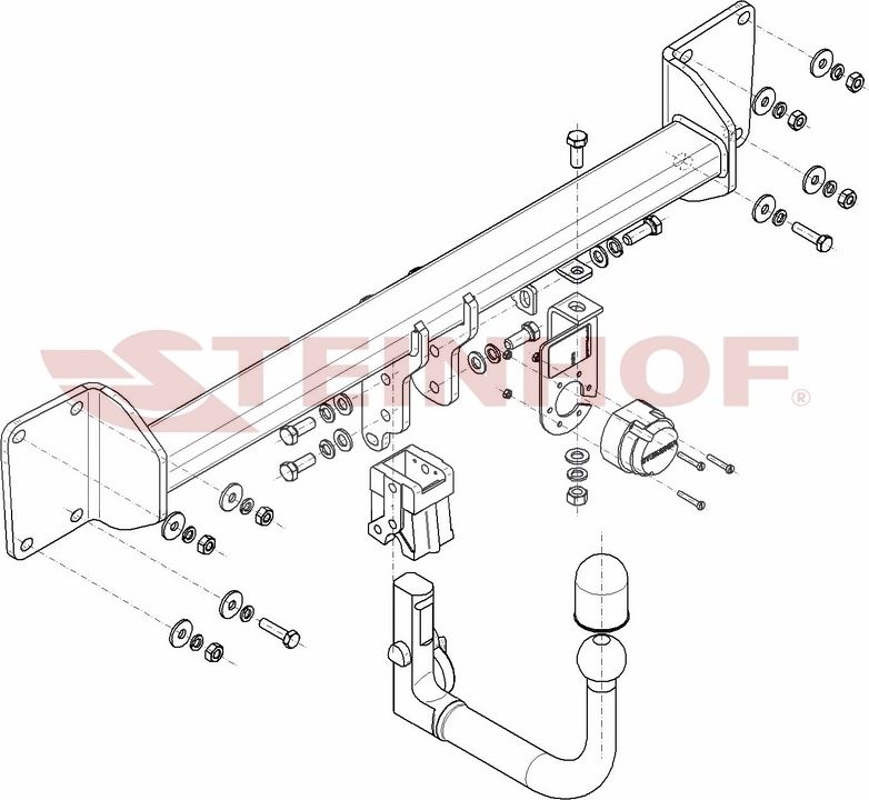 Фаркоп Steinhof для Volvo S90 II 2016-2026. Быстросъемный крюк. Артикул V-311