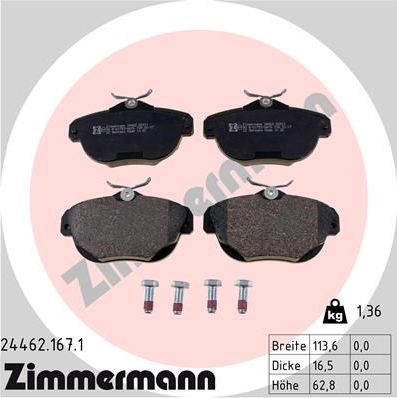 Тормозные колодки Zimmermann задние для Citroen C6 2005-2012. Артикул 24462.167.1