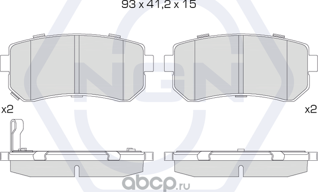 Колодки тормозные керамические, задние (NGN). Артикул 3502138