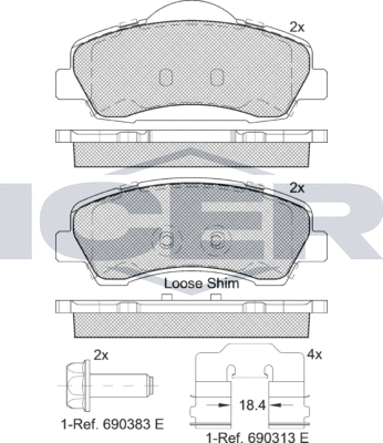 Тормозные колодки Icer. Артикул 182131